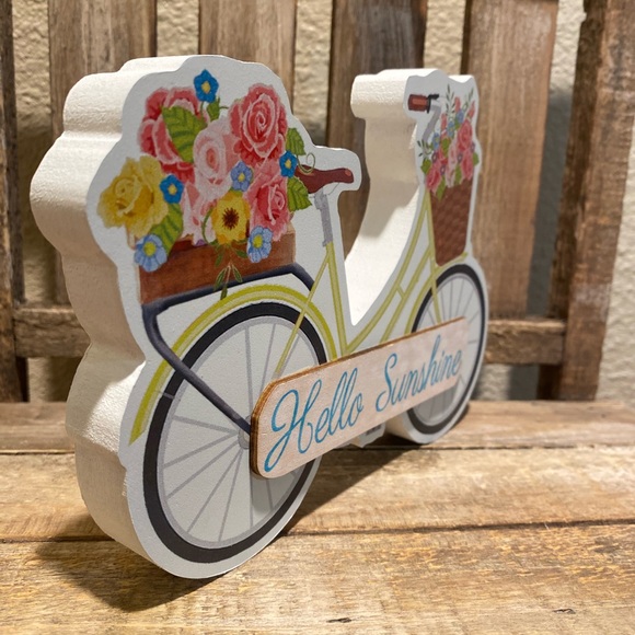 Bicycle Wood Signs Set Of 3 For Tier Trays, Enjoy The Ride, Hello Sunshine - Picture 8 of 15